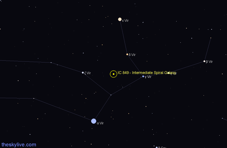 Finder chart IC 849 - Intermediate Spiral Galaxy in Virgo star