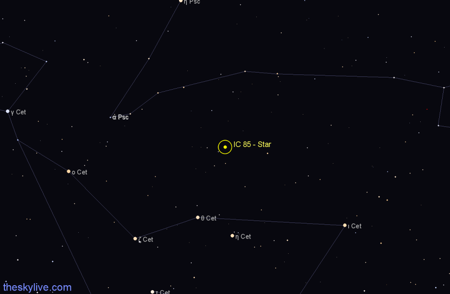 Finder chart IC 85 - Star in Cetus star
