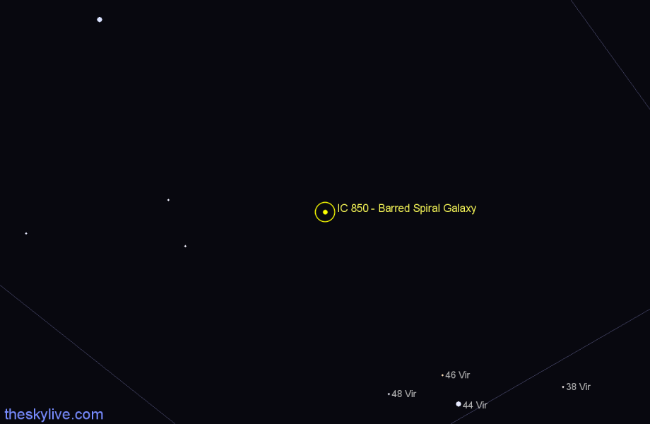 Finder chart IC 850 - Barred Spiral Galaxy in Virgo star