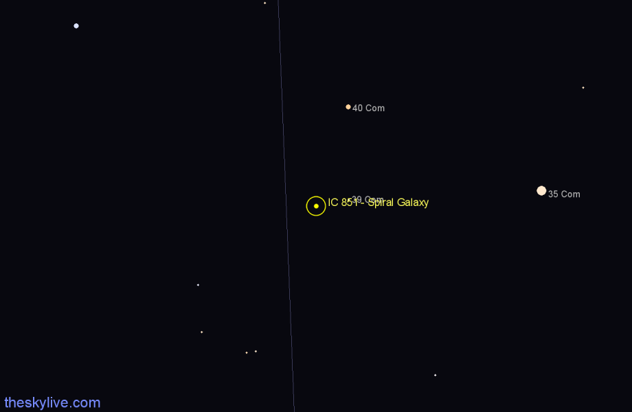 Finder chart IC 851 - Spiral Galaxy in Coma Berenices star