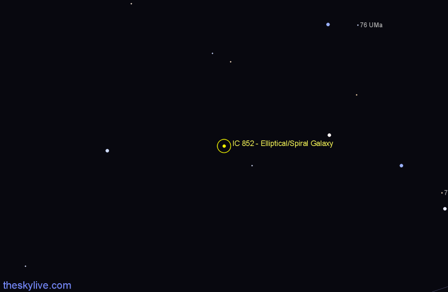 Finder chart IC 852 - Elliptical/Spiral Galaxy in Ursa Major star