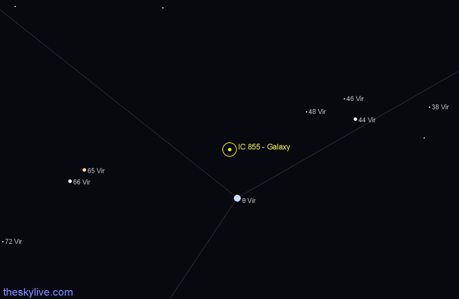 Finder chart IC 855 - Galaxy in Virgo star