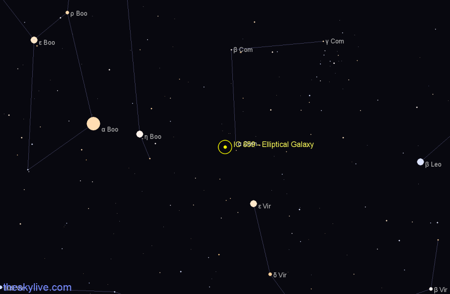 Finder chart IC 859 - Elliptical Galaxy in Coma Berenices star