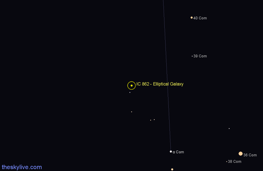 Finder chart IC 862 - Elliptical Galaxy in Coma Berenices star