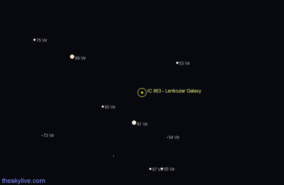 Finder chart IC 863 - Lenticular Galaxy in Virgo star