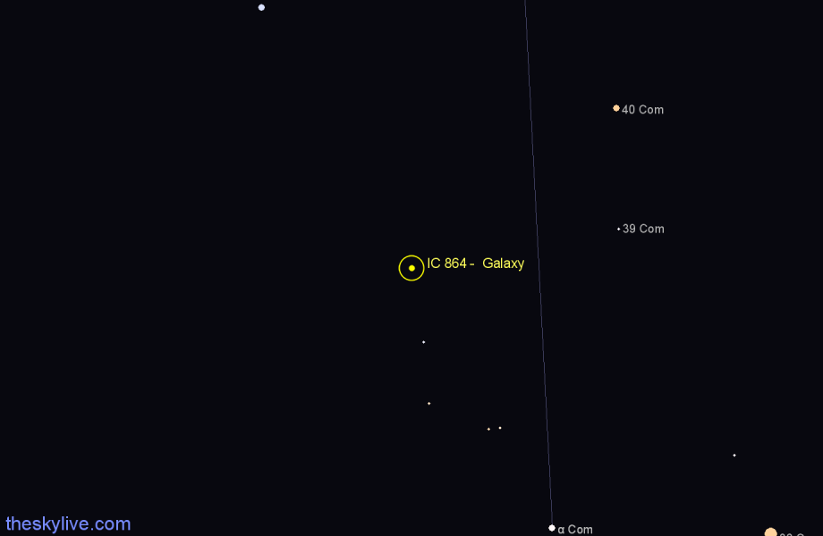 Finder chart IC 864 -  Galaxy in Coma Berenices star