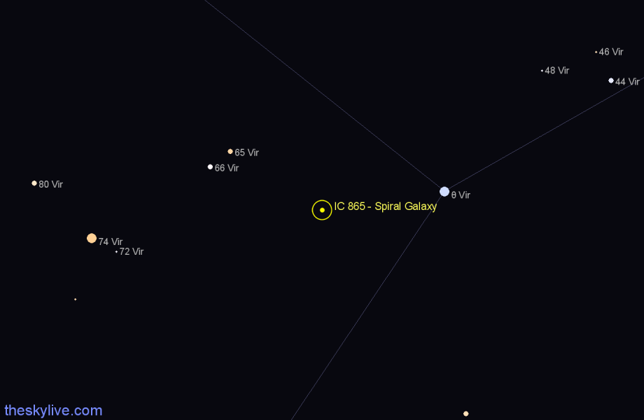 Finder chart IC 865 - Spiral Galaxy in Virgo star