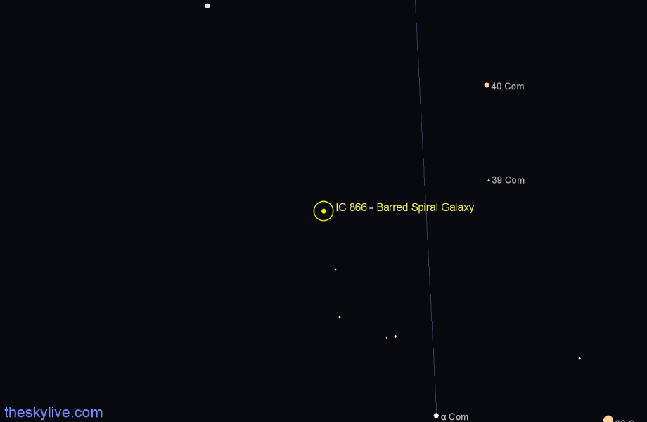 Finder chart IC 866 - Barred Spiral Galaxy in Coma Berenices star