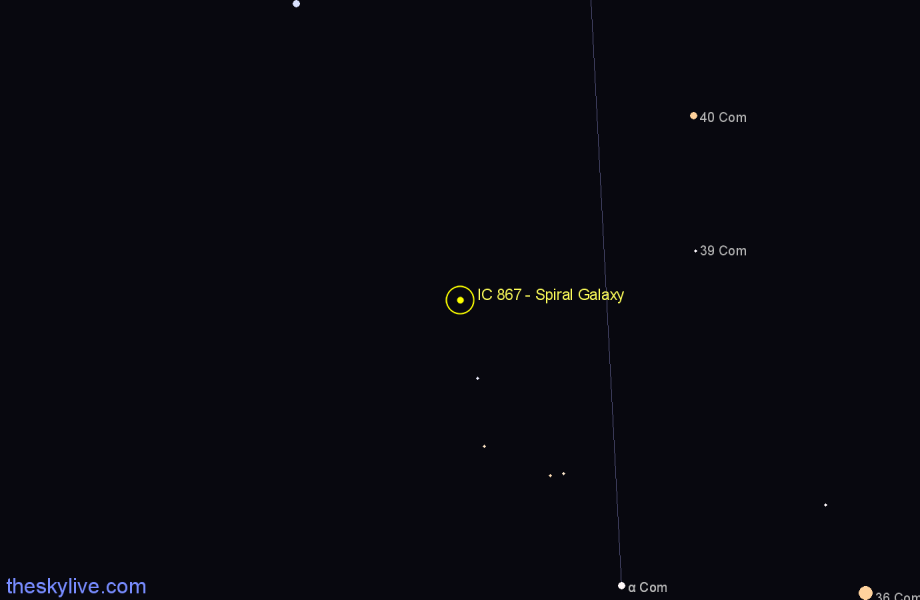 Finder chart IC 867 - Spiral Galaxy in Coma Berenices star