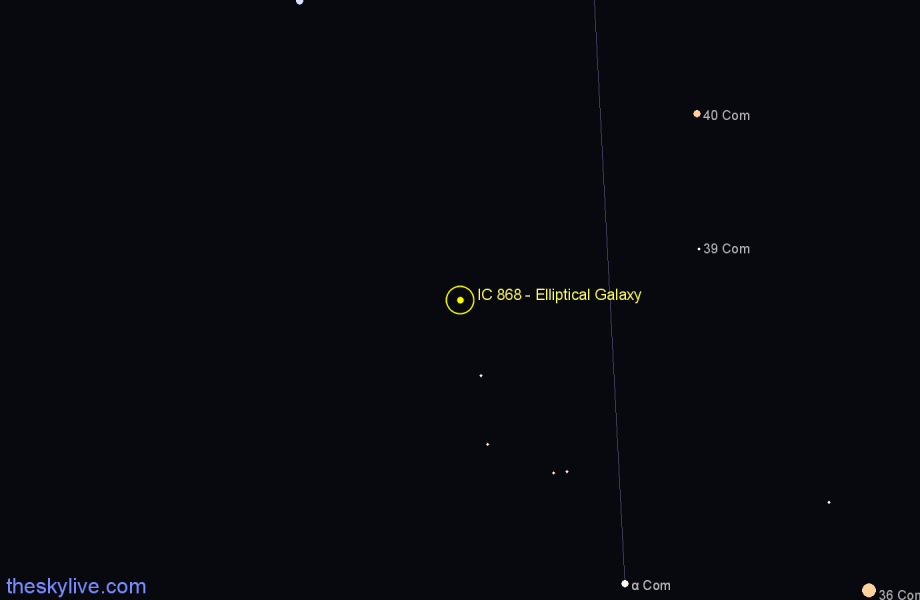 Finder chart IC 868 - Elliptical Galaxy in Coma Berenices star