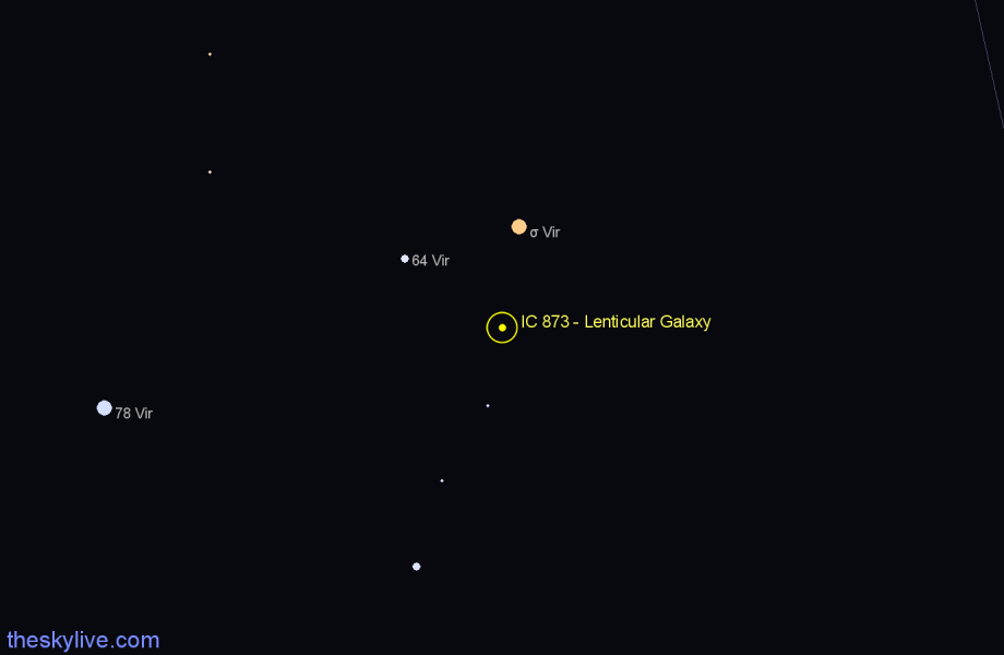 Finder chart IC 873 - Lenticular Galaxy in Virgo star