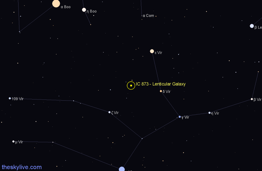 Finder chart IC 873 - Lenticular Galaxy in Virgo star