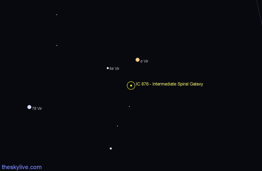 Finder chart IC 876 - Intermediate Spiral Galaxy in Virgo star