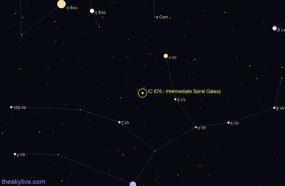 Finder chart IC 876 - Intermediate Spiral Galaxy in Virgo star