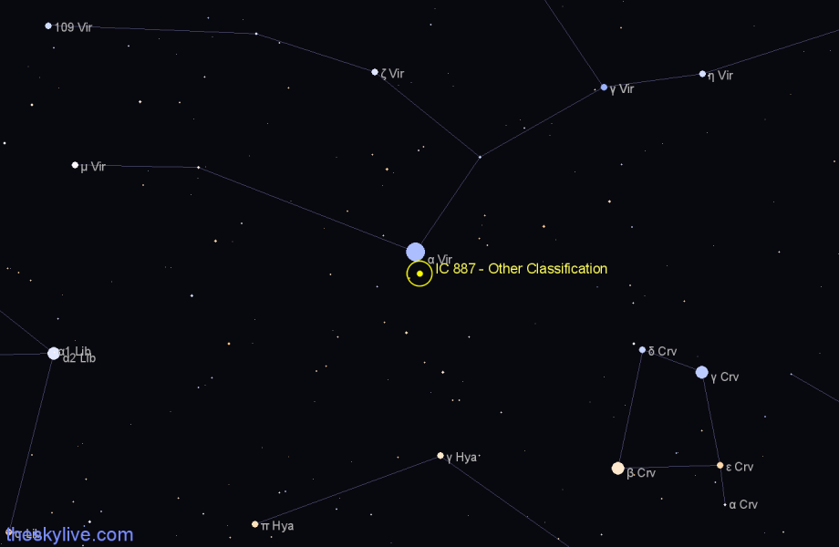 Finder chart IC 887 - Other Classification in Virgo star