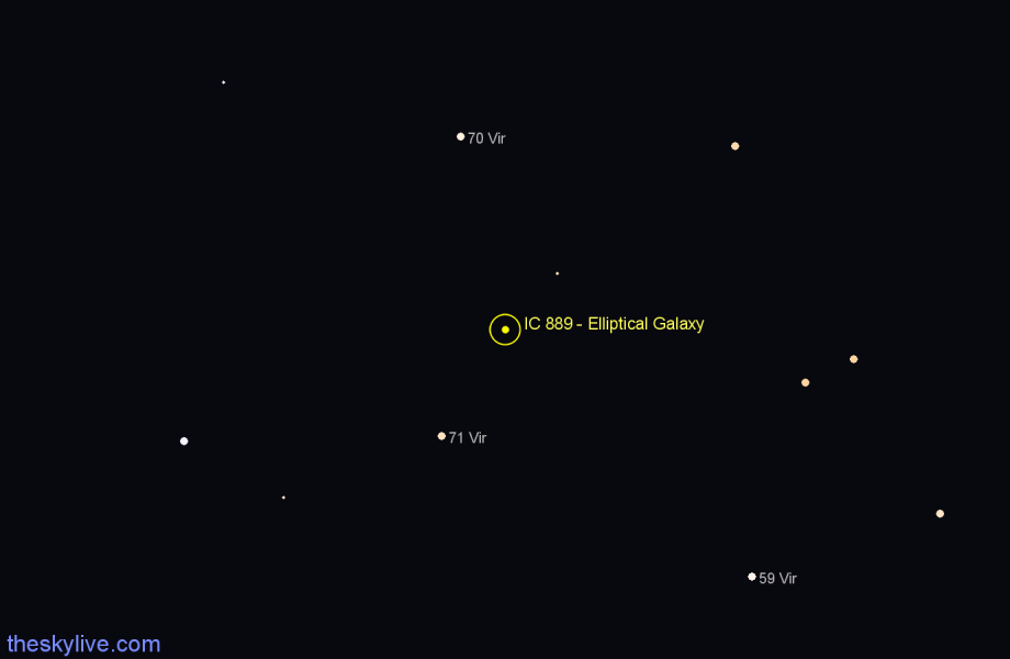 Finder chart IC 889 - Elliptical Galaxy in Virgo star