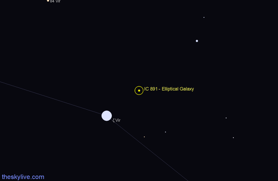 Finder chart IC 891 - Elliptical Galaxy in Virgo star