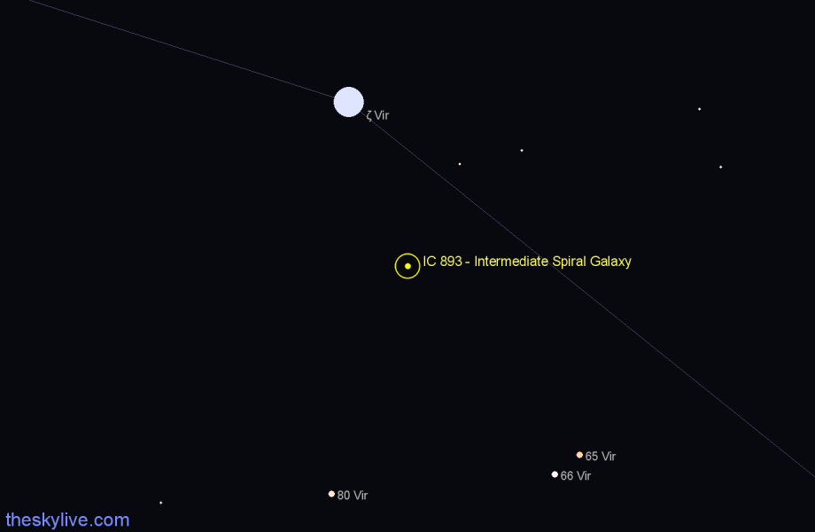 Finder chart IC 893 - Intermediate Spiral Galaxy in Virgo star