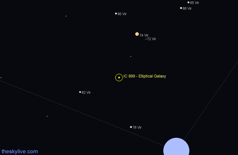 Finder chart IC 899 - Elliptical Galaxy in Virgo star