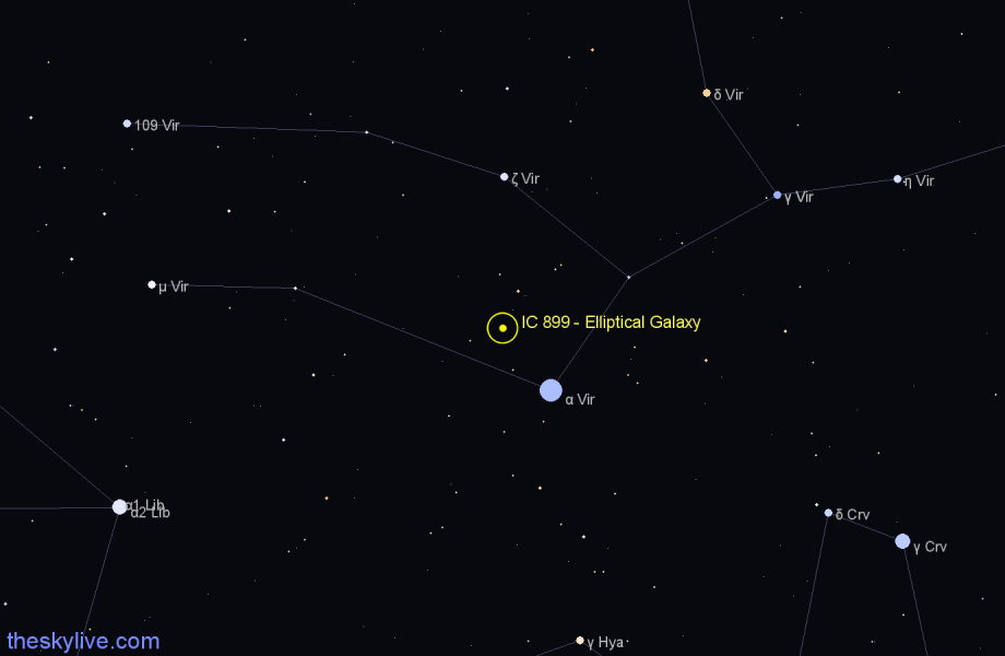 Finder chart IC 899 - Elliptical Galaxy in Virgo star