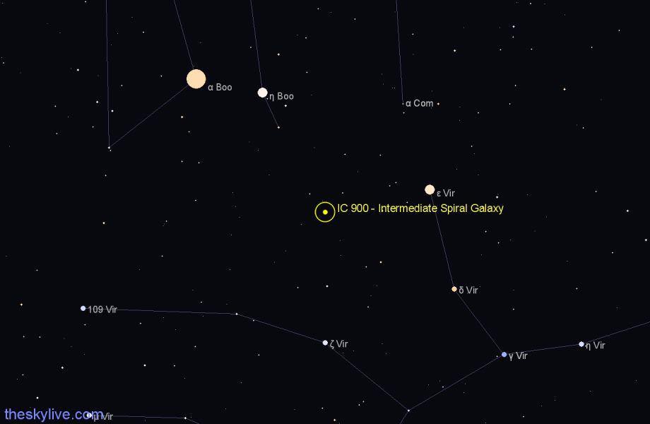 Finder chart IC 900 - Intermediate Spiral Galaxy in Virgo star