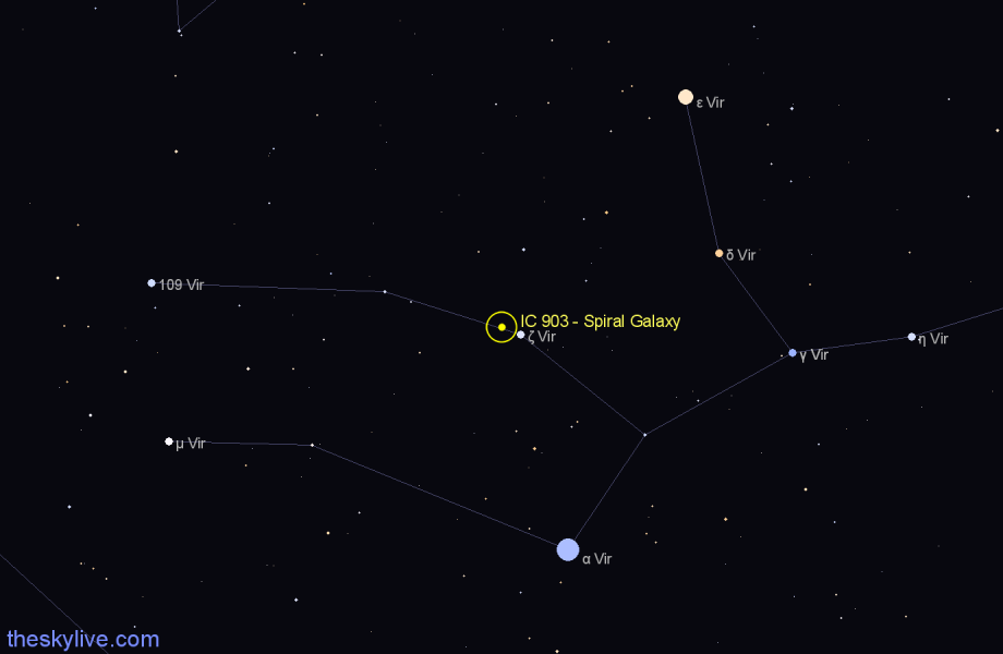 Finder chart IC 903 - Spiral Galaxy in Virgo star