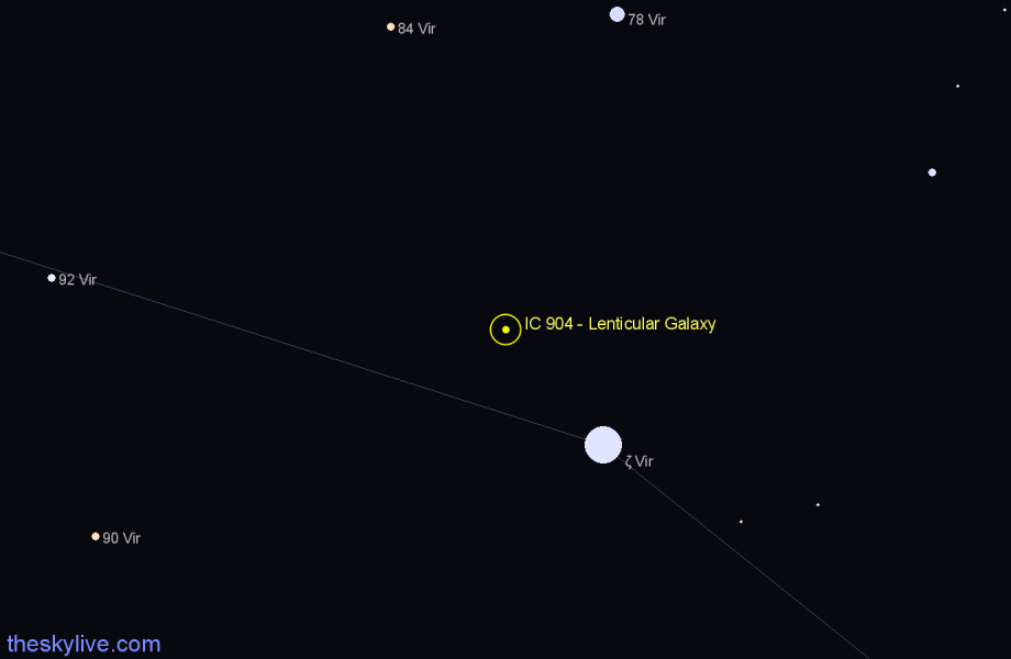 Finder chart IC 904 - Lenticular Galaxy in Virgo star