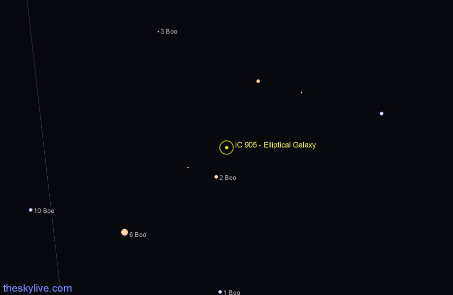 Finder chart IC 905 - Elliptical Galaxy in Boötes star