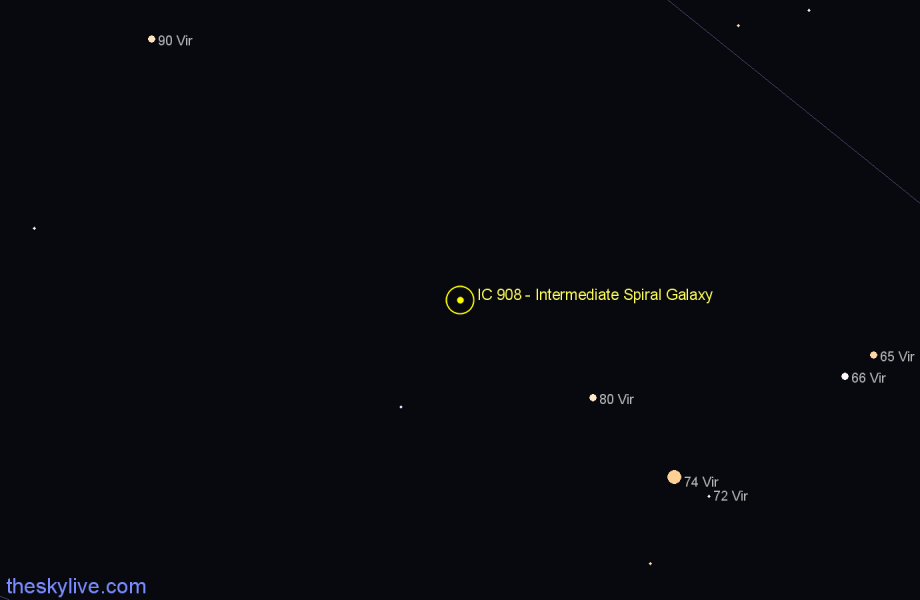 Finder chart IC 908 - Intermediate Spiral Galaxy in Virgo star