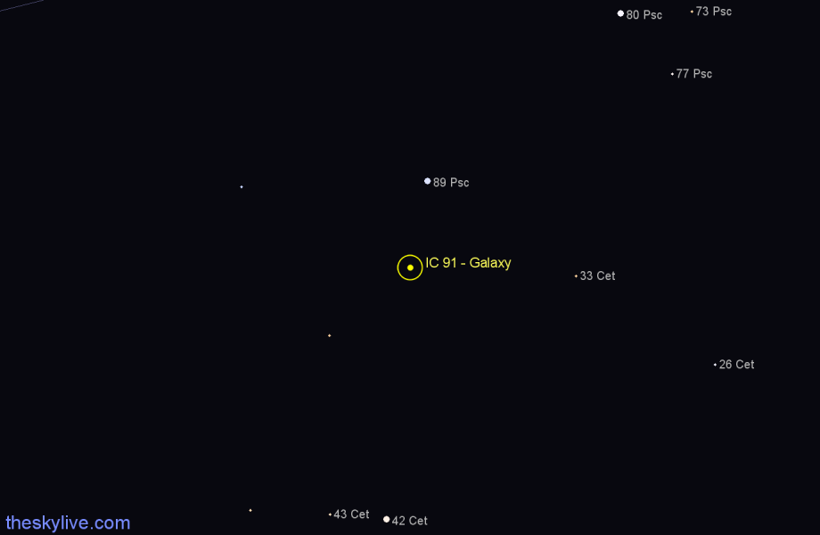 Finder chart IC 91 - Galaxy in Cetus star