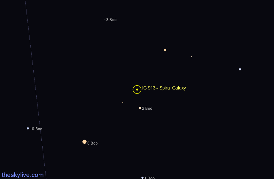 Finder chart IC 913 - Spiral Galaxy in Boötes star