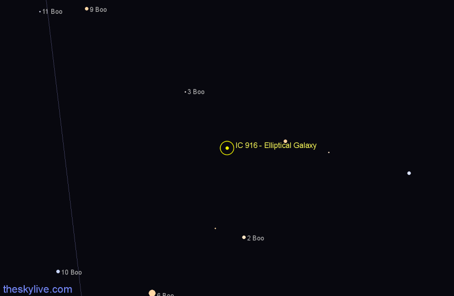 Finder chart IC 916 - Elliptical Galaxy in Boötes star