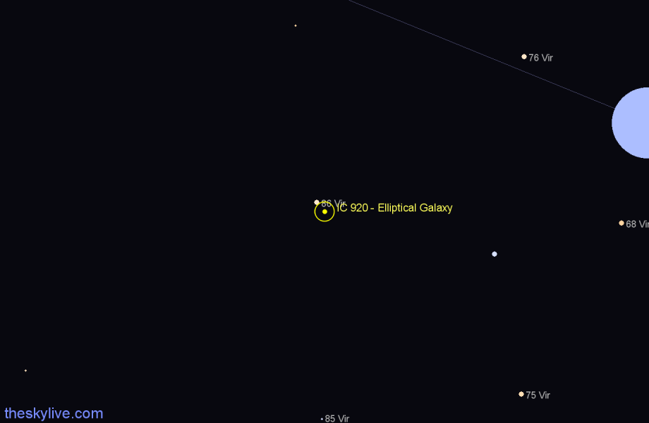 Finder chart IC 920 - Elliptical Galaxy in Virgo star