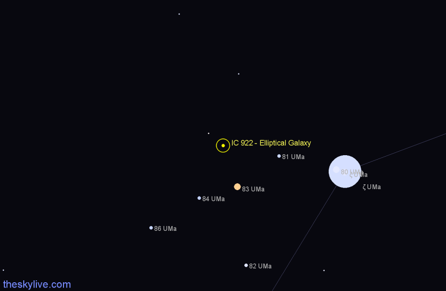 Finder chart IC 922 - Elliptical Galaxy in Ursa Major star