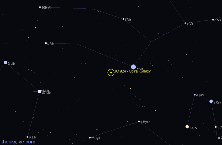 Finder chart IC 924 - Spiral Galaxy in Virgo star