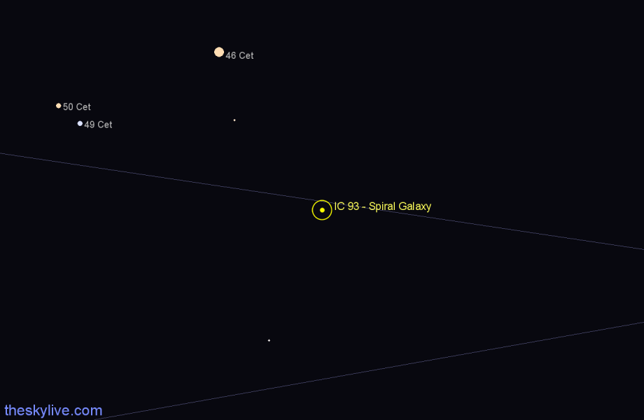 Finder chart IC 93 - Spiral Galaxy in Cetus star