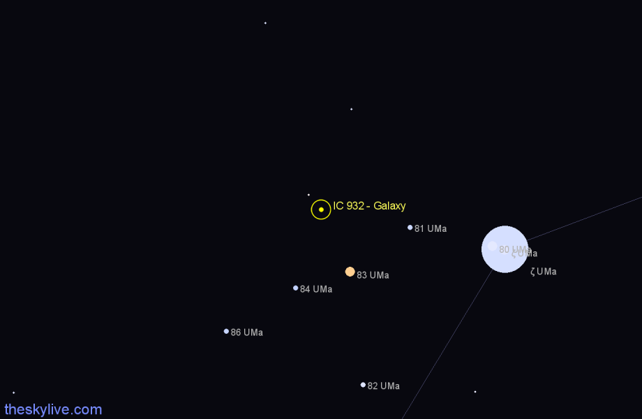 Finder chart IC 932 - Galaxy in Ursa Major star