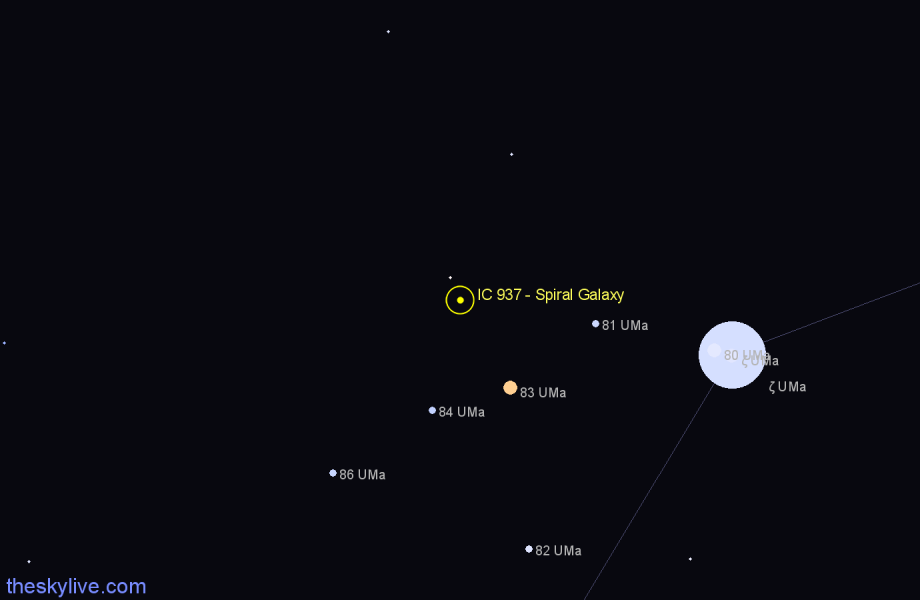 Finder chart IC 937 - Spiral Galaxy in Ursa Major star