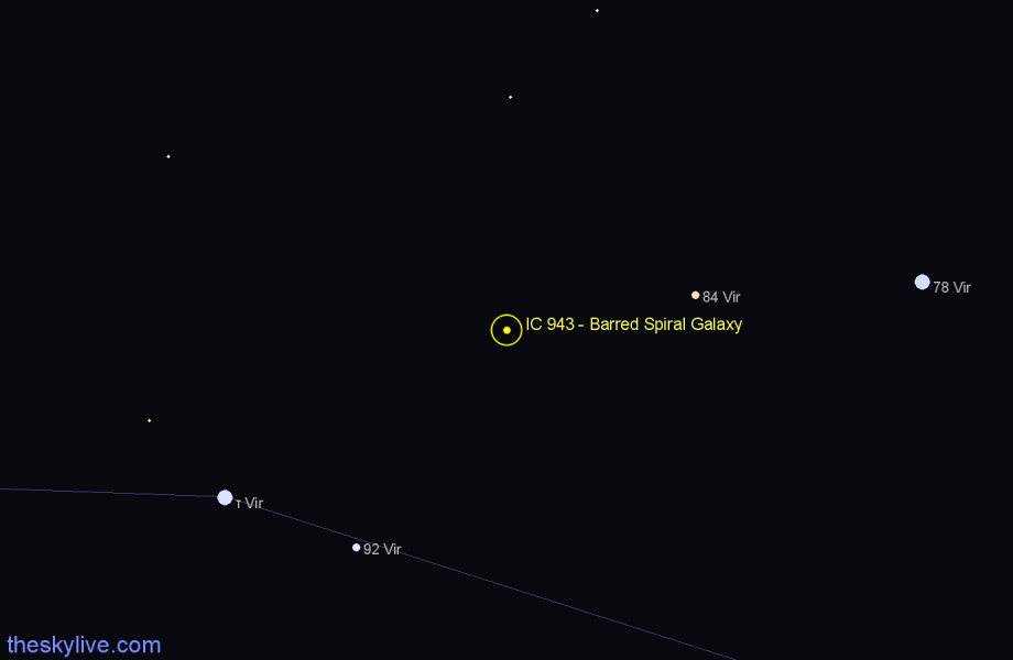 Finder chart IC 943 - Barred Spiral Galaxy in Virgo star