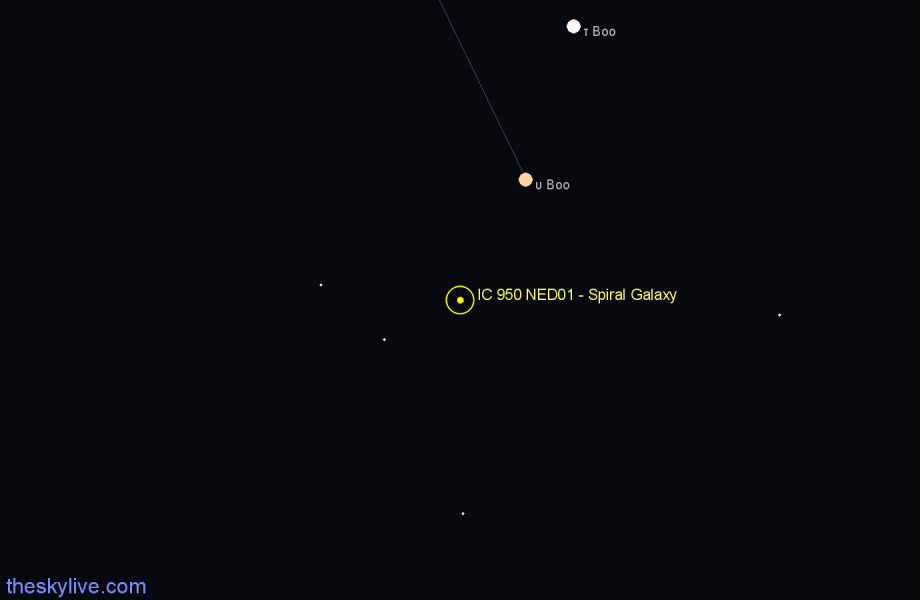 Finder chart IC 950 NED01 - Spiral Galaxy in Boötes star