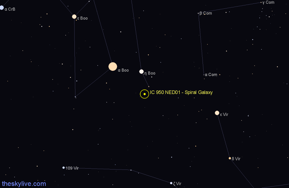 Finder chart IC 950 NED01 - Spiral Galaxy in Boötes star