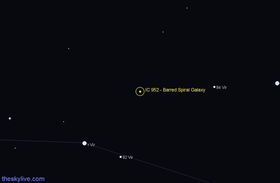 Finder chart IC 952 - Barred Spiral Galaxy in Virgo star