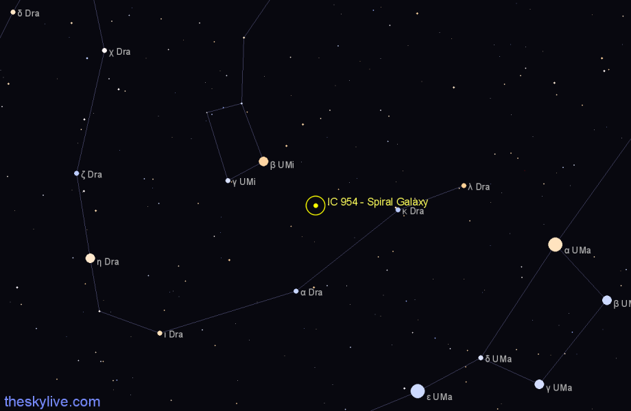 Finder chart IC 954 - Spiral Galaxy in Ursa Minor star