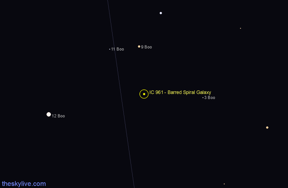 Finder chart IC 961 - Barred Spiral Galaxy in Boötes star