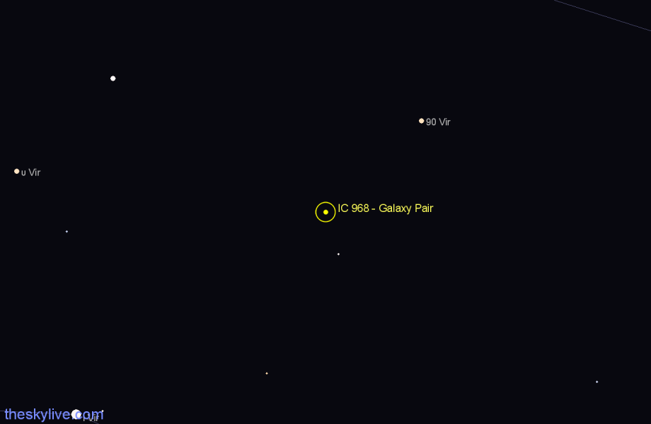 Finder chart IC 968 - Galaxy Pair in Virgo star