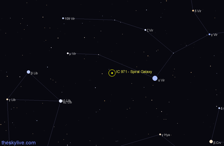 Finder chart IC 971 - Spiral Galaxy in Virgo star