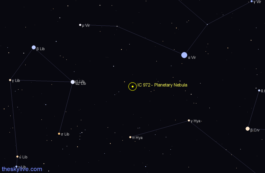 Finder chart IC 972 - Planetary Nebula in Virgo star