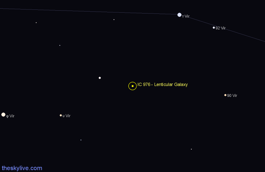 Finder chart IC 976 - Lenticular Galaxy in Virgo star