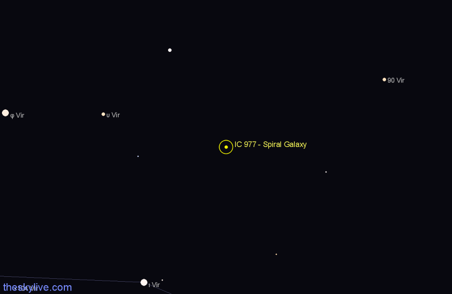 Finder chart IC 977 - Spiral Galaxy in Virgo star