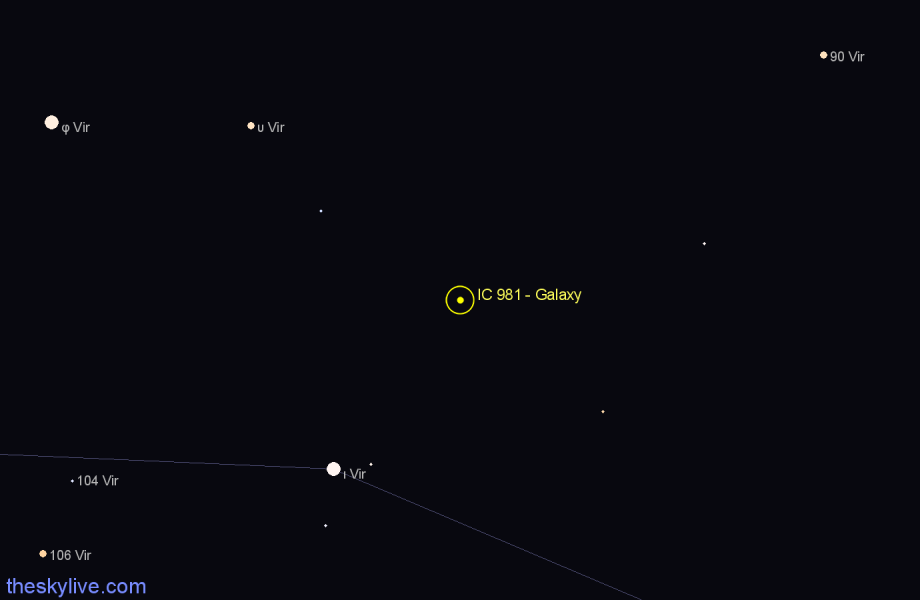 Finder chart IC 981 - Galaxy in Virgo star